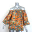 La DoubleJ Paloma Off the Shoulder Top Orange Printed Poplin Size Extra Small