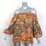 La DoubleJ Paloma Off the Shoulder Top Orange Printed Poplin Size Medium