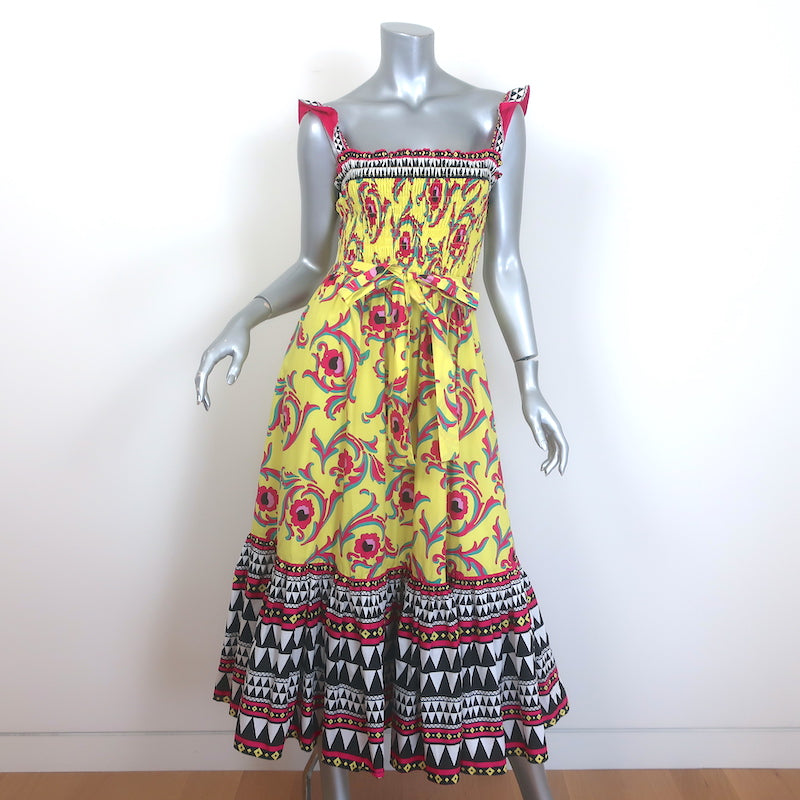 La DoubleJ Smock Midi Dress Yellow 