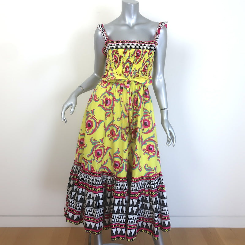 La DoubleJ Smock Midi Dress Yellow Cartwheel 