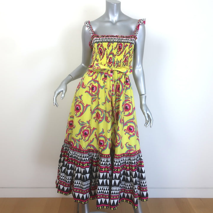 La DoubleJ Smock Midi Dress Yellow Cartwheel 