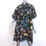La DoubleJ Sunburst Pleated Shirt Dress Black Borboni Print 