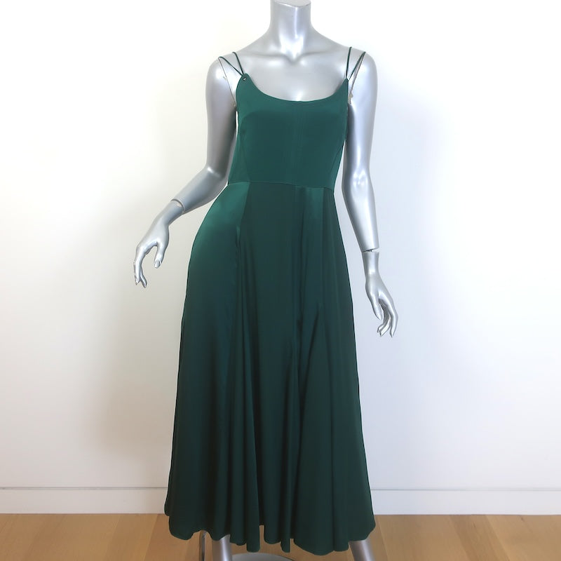La Ligne Aurora Silk Crepe &amp; Charmeuse Midi Dress Emerald 