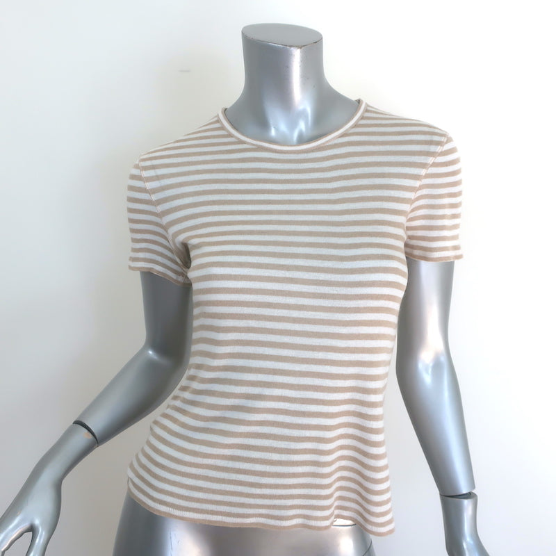 La Ligne Set of 2 Striped T-Shirts Beige & Navy Cashmere Jersey Size Extra Small
