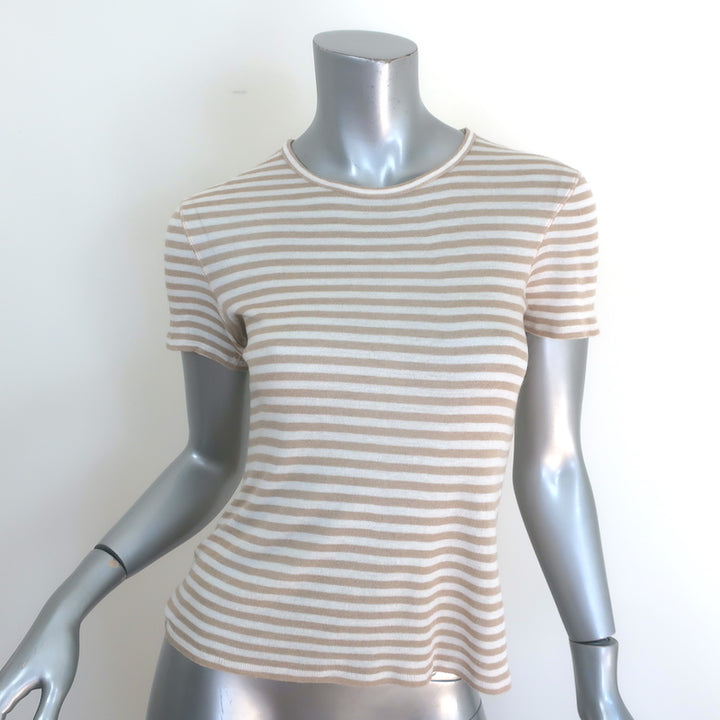 La Ligne Set of 2 Striped T-Shirts Beige &amp; Navy Cashmere Jersey Size Extra Small