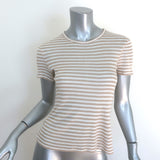 La Ligne Set of 2 Striped T-Shirts Beige & Navy Cashmere Jersey Size Extra Small