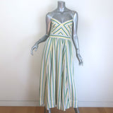 La Ligne Tracey Striped Midi Dress Yellow/Green Size Small