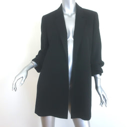 Lafayette 148 Cole Ruched-Sleeve Blazer Black Crepe