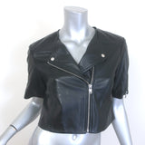 Lamarque Kirsi Cropped Short-Sleeve Leather Biker Jacket 
