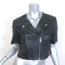 Lamarque Kirsi Cropped Short-Sleeve Leather Biker Jacket Black Size Medium