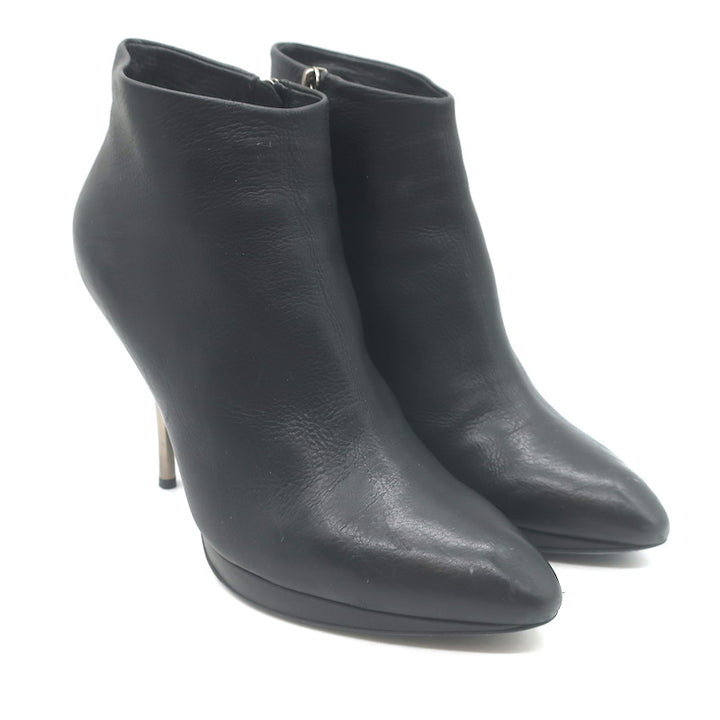 Lanvin Metal-Heel Platform Booties Black Leather Size 40