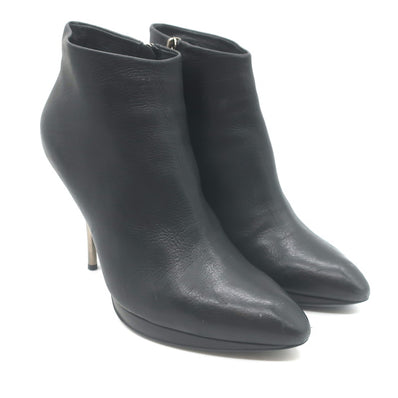 Lanvin Metal-Heel Platform Booties Black Leather Size 40