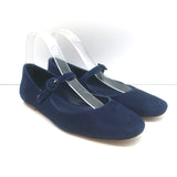 Authentic Larroude Blair Mary Jane suede ballet flats in navy — pre-owned, gently worn luxury size 9