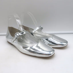 Authentic Larroude Blair Mary Jane ballet flats in silver mirrored leather, new without box, excellent condition