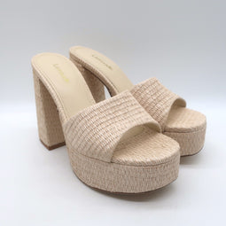 Larroude Dolly Platform Mules Natural Size 6.5 