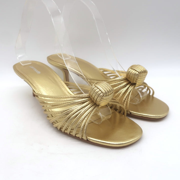 Larroude Valerie Knotted Mule Sandals Gold 