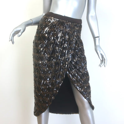 Le Superbe Take It Easy Sequin Wrap Skirt Brown Size 4