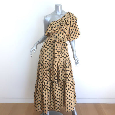 Lisa Marie Fernandez Arden Polka Dot One-Shoulder Maxi Dress