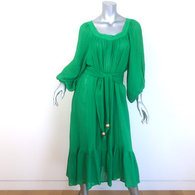 Lisa Marie Fernandez The Poet Belted Midi Dress Green