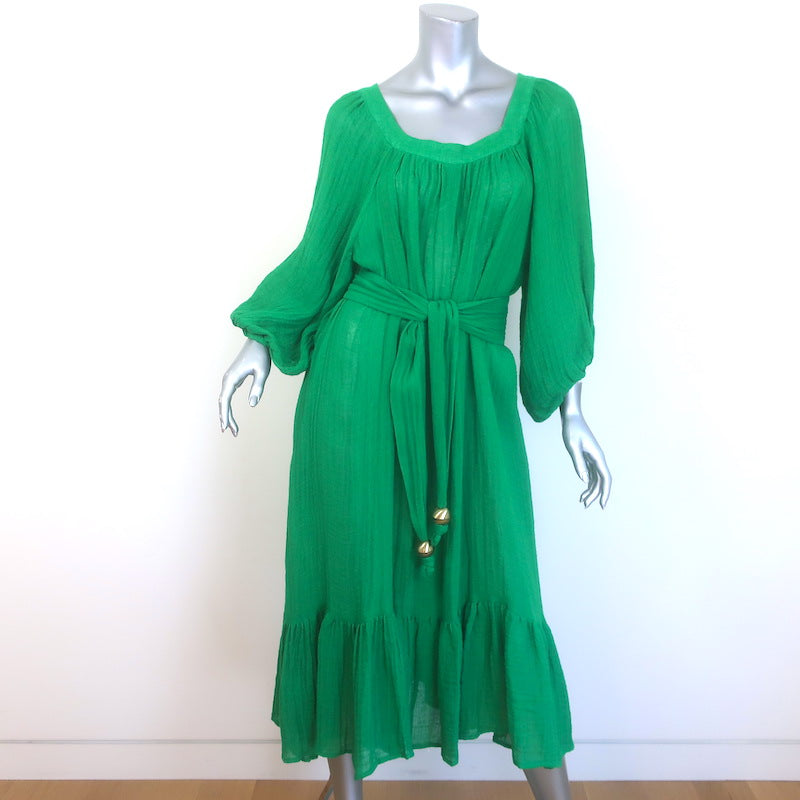 Lisa Marie Fernandez The Poet Belted Midi Dress Green