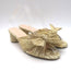Loeffler Randall Emilia Knot Slide Sandals Gold Pleated Lame Size 8