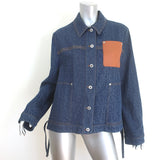 Loewe Anagram Workwear Denim Jacket Dark Blue Stretch Cotton Size 36