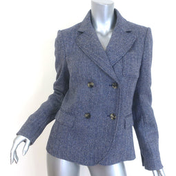 Loewe Herringbone Double Breasted Blazer Blue