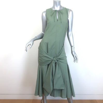 Loewe Paula's Ibiza Draped Tie-Waist Sleeveless Midi Dress Sage