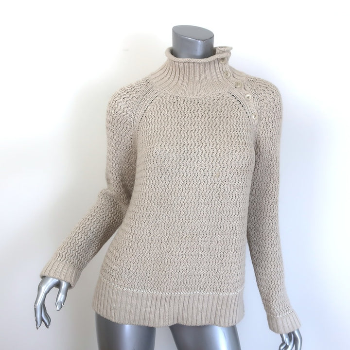 Loro Piana Buttoned-Shoulder Turtleneck Sweater 