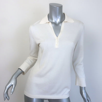 Loro Piana Knit Polo Shirt Cream Silk-Cotton Size 40