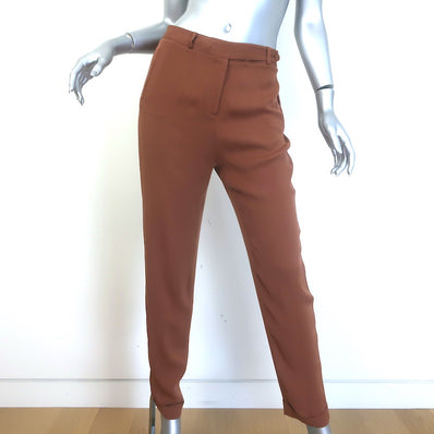Loro Piana Tapered Trousers Brown Stretch Silk
