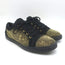 Louis Leeman Crystal-Embellished Low Top Sneakers Black/Gold Suede Size 44