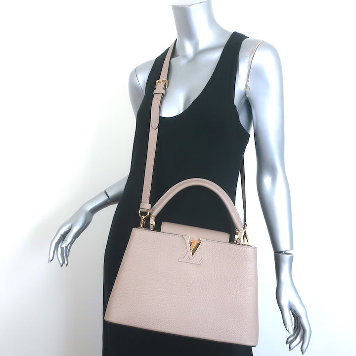 Louis Vuitton Capucines MM Tote Galet Taupe Leather Medium Crossbody Bag