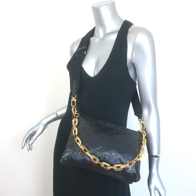 Louis Vuitton Coussin PM Crossbody Bag Black Monogram Embossed Leather
