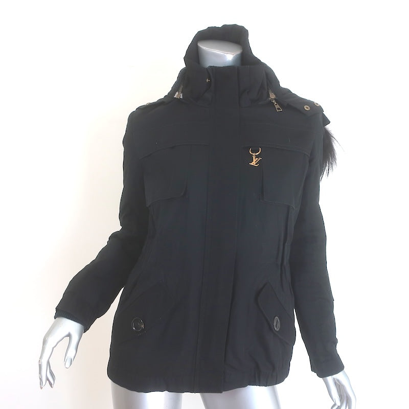 Louis Vuitton Coyote Fur-Trimmed Hooded Parka Jacket 