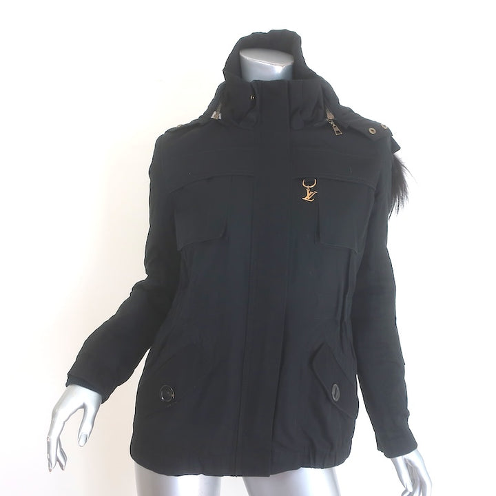 Louis Vuitton Coyote Fur-Trimmed Hooded Parka Jacket 