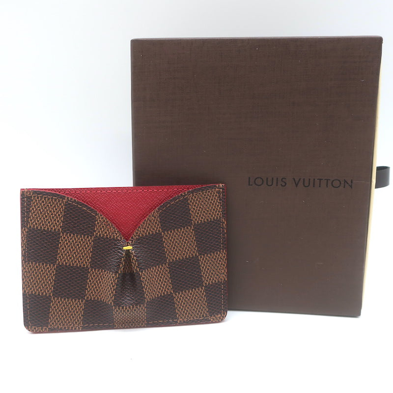 Louis Vuitton Damier Caissa Card Holder Ebene/Cherry 