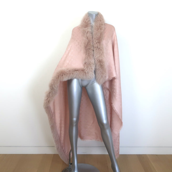 Louis Vuitton Fox Fur-Trimmed Monogram Shawl 