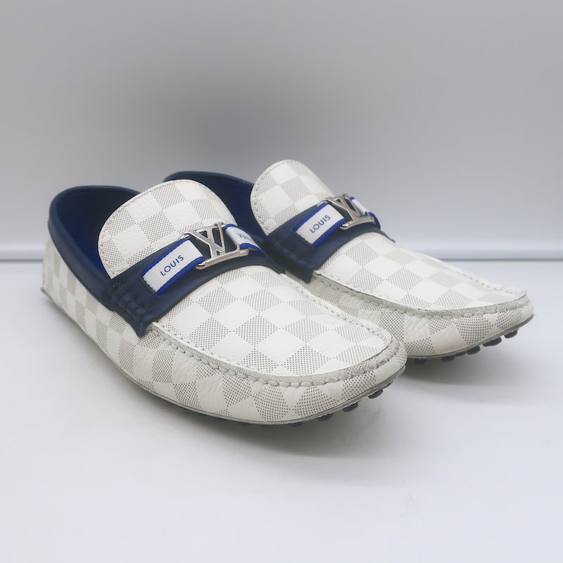Louis Vuitton Hockenheim Moccasins White Damier Canvas Size 7.5