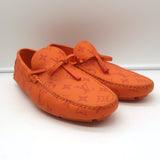 Louis Vuitton LV Driver Moccasins Orange Monogram Grained Leather Size 7.5