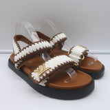 Louis Vuitton LV Sunset crocheted slingback sandals in cream and brown, pre-owned (new without tags)