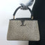 Louis Vuitton Limited Edition Capucines MM Woven Raffia Bag Beige/Black
