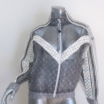 Louis Vuitton Monogram Organza Track Jacket Gray Size Small Unisex NEW