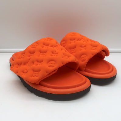 Louis Vuitton Pool Pillow Mules Orange Monogram Nylon Size 40 Flat Slide Sandals