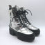 Louis Vuitton Spaceship Laureate Platform Combat Boots Silver Leather Size 38.5