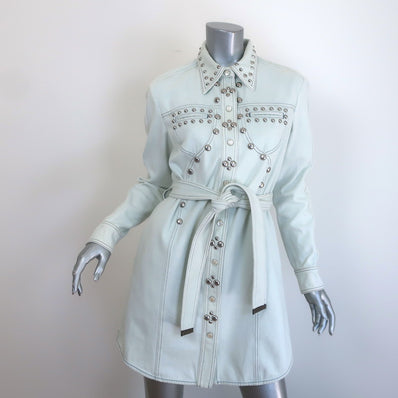 Louis Vuitton Studded Denim Belted Mini Shirt Dress 