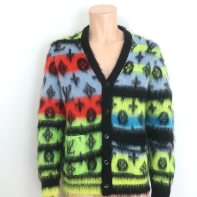 Louis Vuitton Virgil Abloh Monogram Mohair Cardigan Neon Multi Size Large NEW