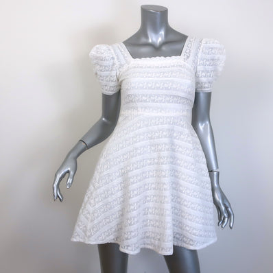 LoveShackFancy Drella Floral-Embroidered Puff Sleeve Mini Dress White Size 00