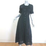 LoveShackFancy Edie Midi Dress Black Lace-Trimmed Cotton Size Extra Small