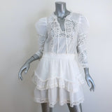 LoveShackFancy Isidore Puff Sleeve Mini Dress White Cotton Size Large NEW